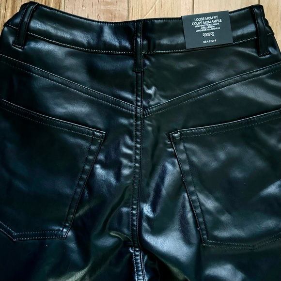 NWT H&M Divided Loose Mom Fit Ankle Vegan Leather Jeans 4 - Picture 5 of 10